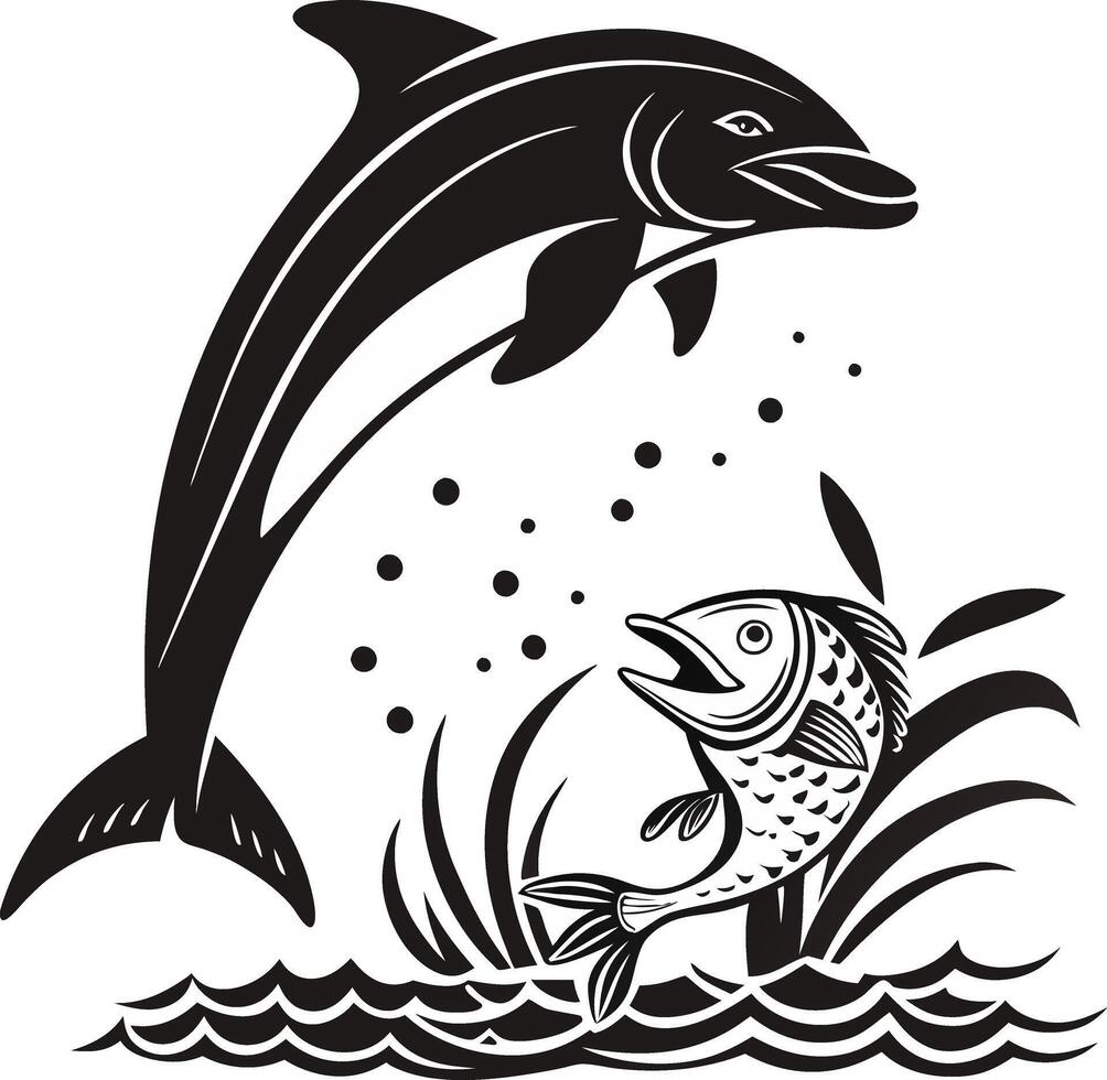 Powerful Silhouette of a Leaping Fish icon vector