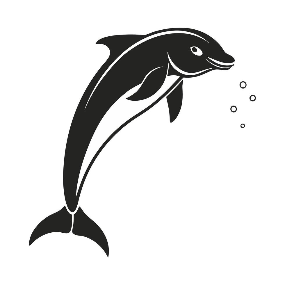 stylized silhouette showcases a fish leaping, vector