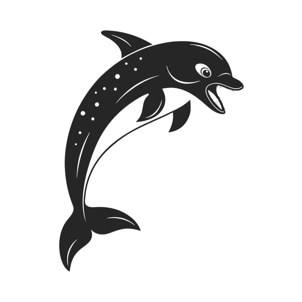 A powerful, stylized illustration of a salmon leaping out of water. vector