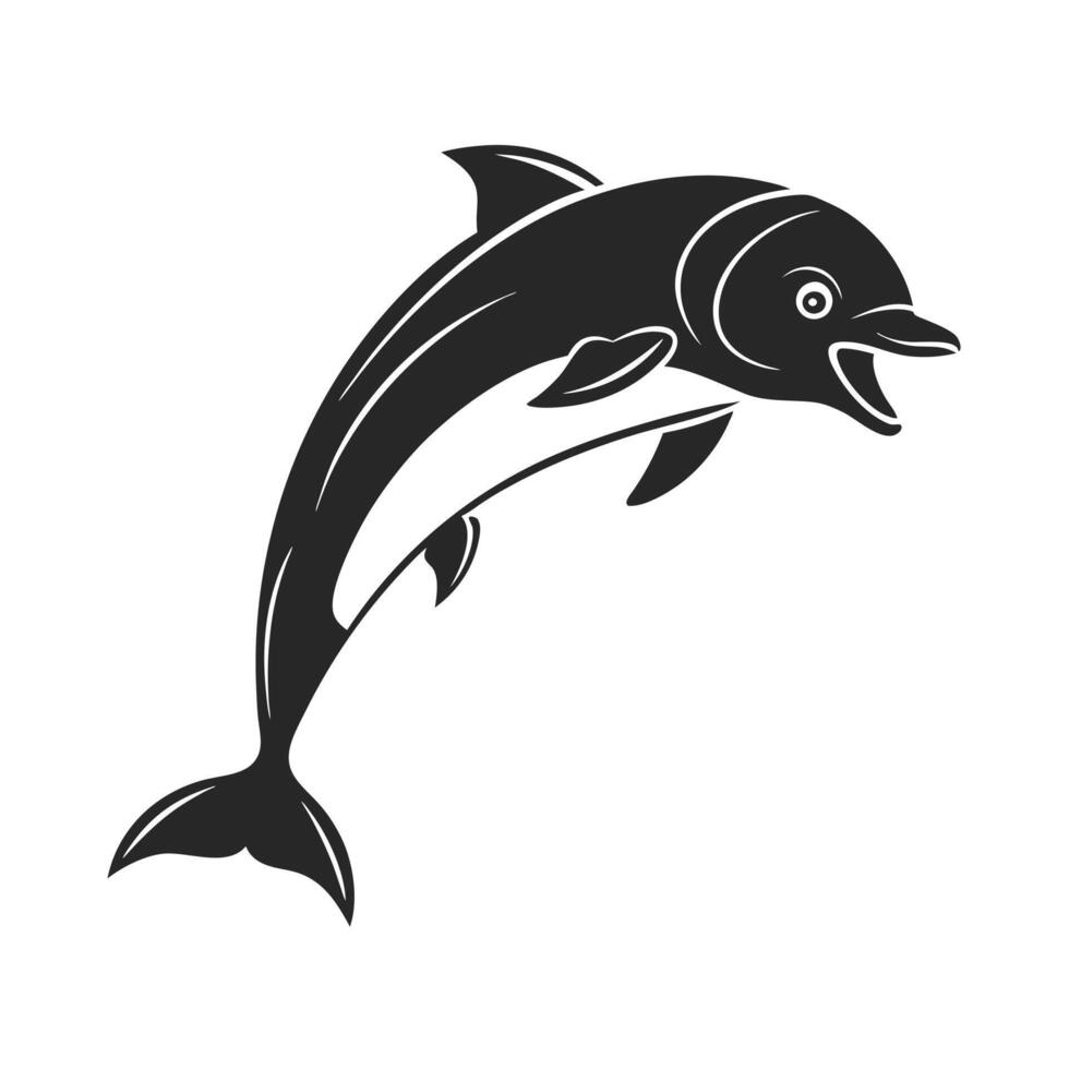 stylized silhouette of a leaping fish icon vector
