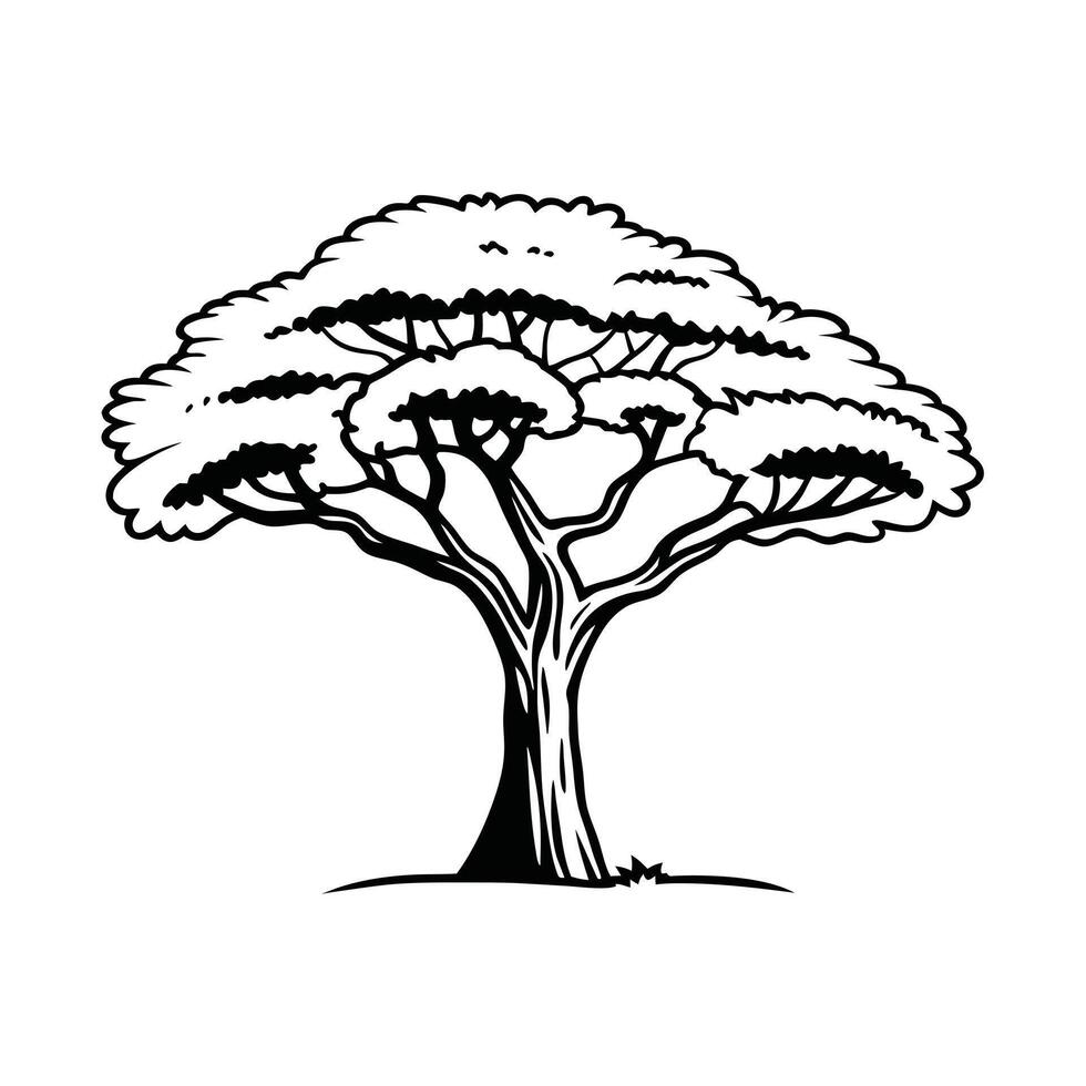 This elegant, black and white graphic depicts a stylized tree, perfect for nature-themed projects or illustrations. vector