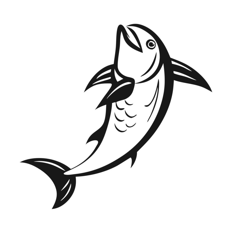 black silhouette of a dolphin leaping in mid-air. vector