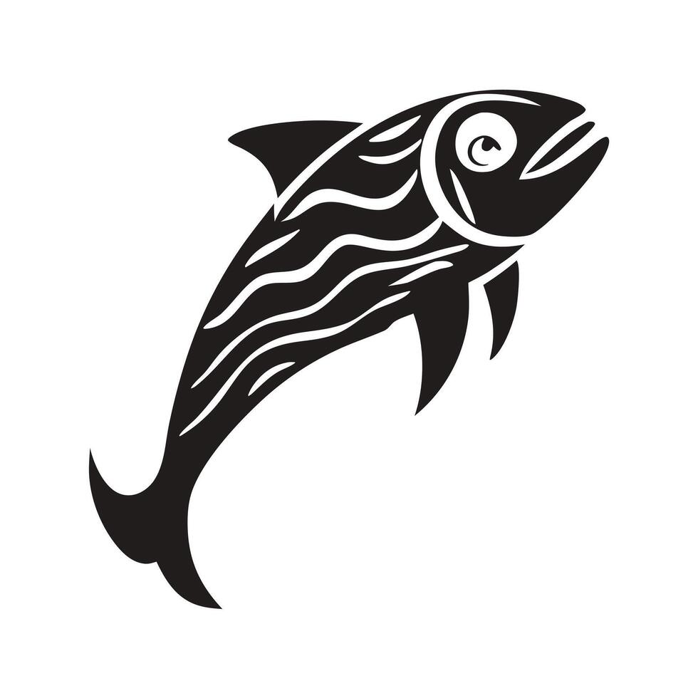 Powerful Jumping Tuna Silhouette vector