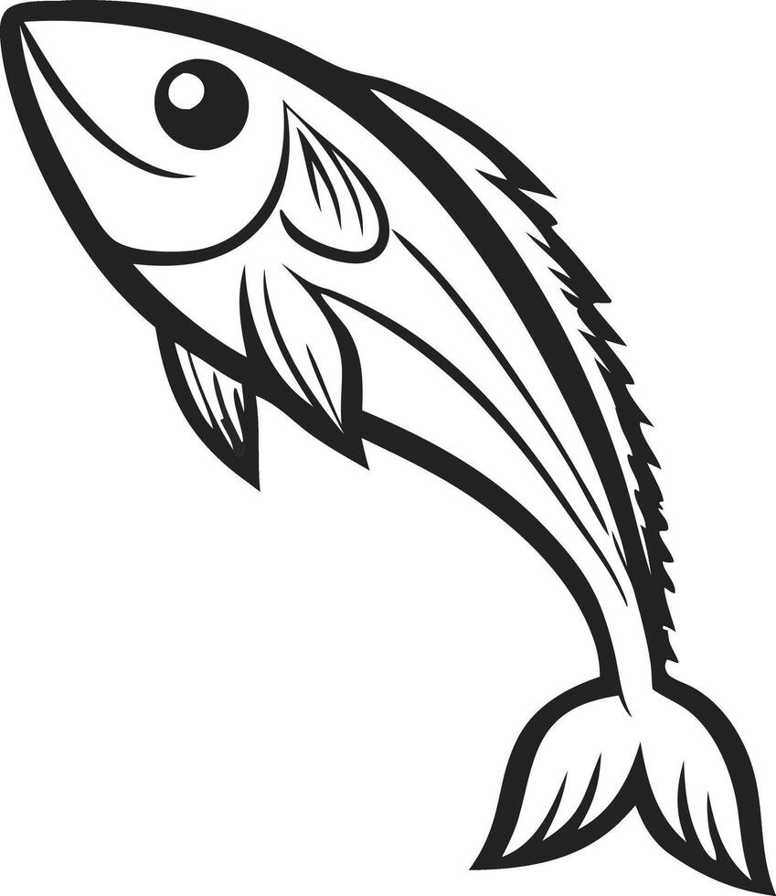 A dramatic, black silhouette of a dolphin leaping in mid-air. vector
