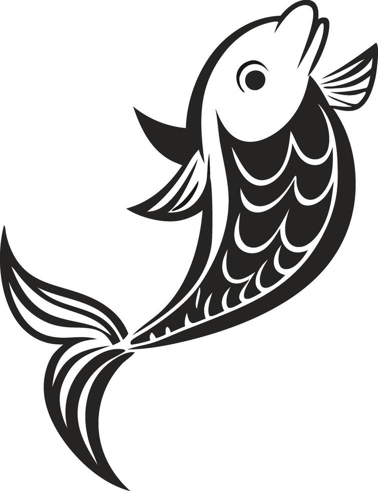 Striking Silhouetted Fish in a Powerful Jump symbol vector