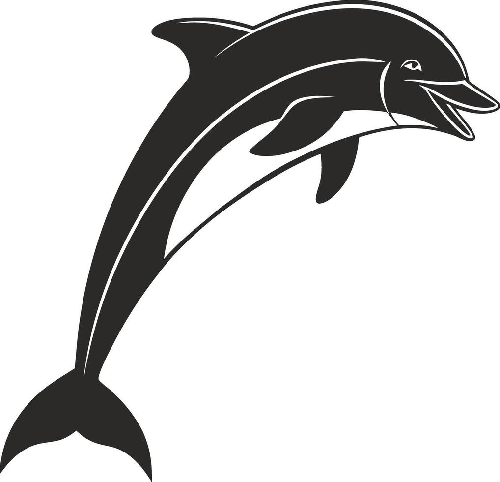 Powerful Silhouette of a Leaping Fish dolpin vector