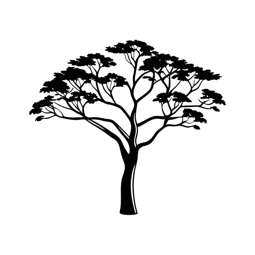 black and white tree illustration. vector
