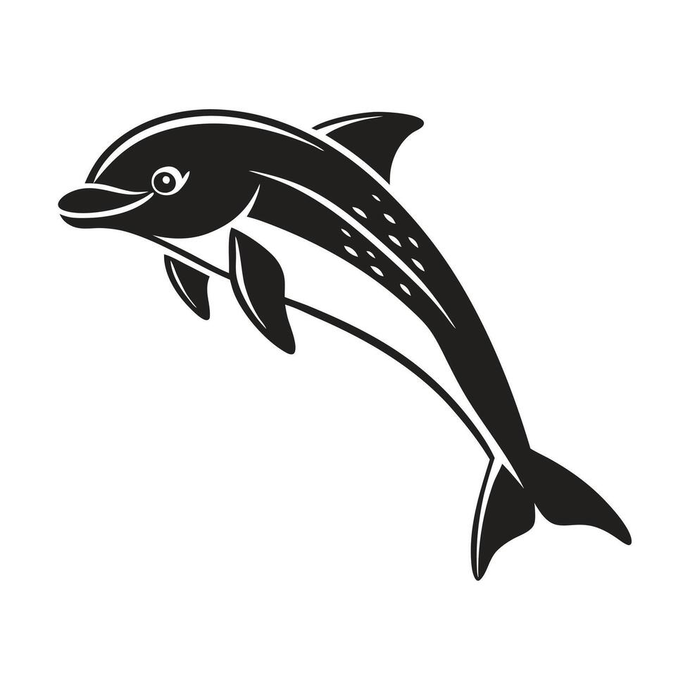 Striking Black and White Silhouette of a Jumping Fish, Ideal for Logos or Graphics vector