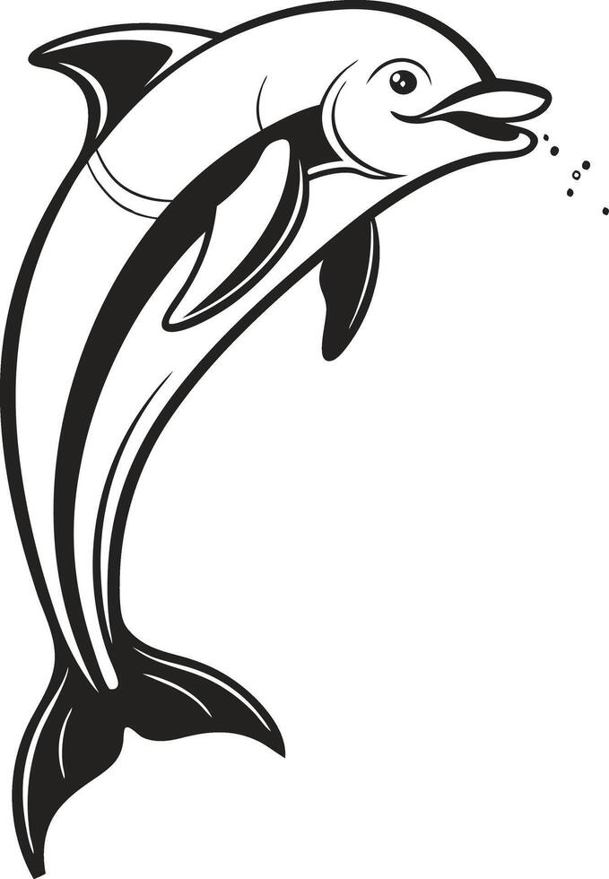 Black and White Illustration of a Leaping Fish vector