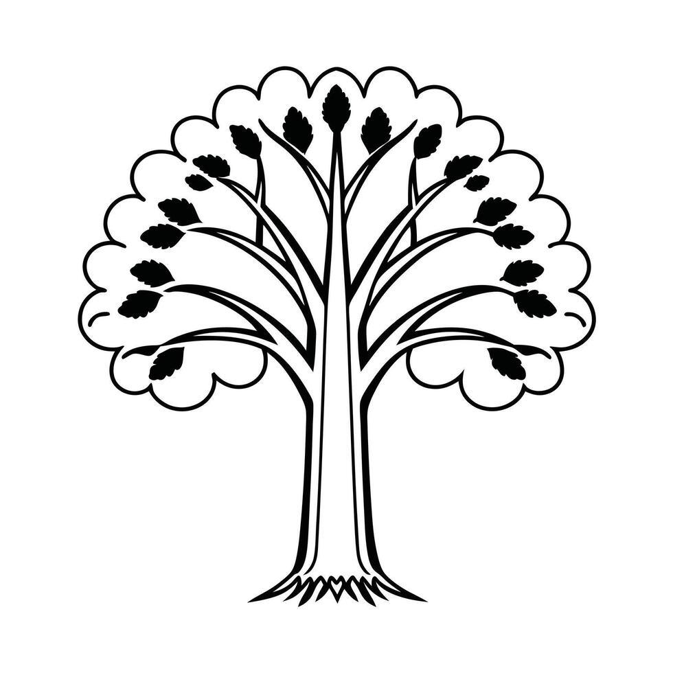 Elegant black and white illustration of a majestic tree. vector