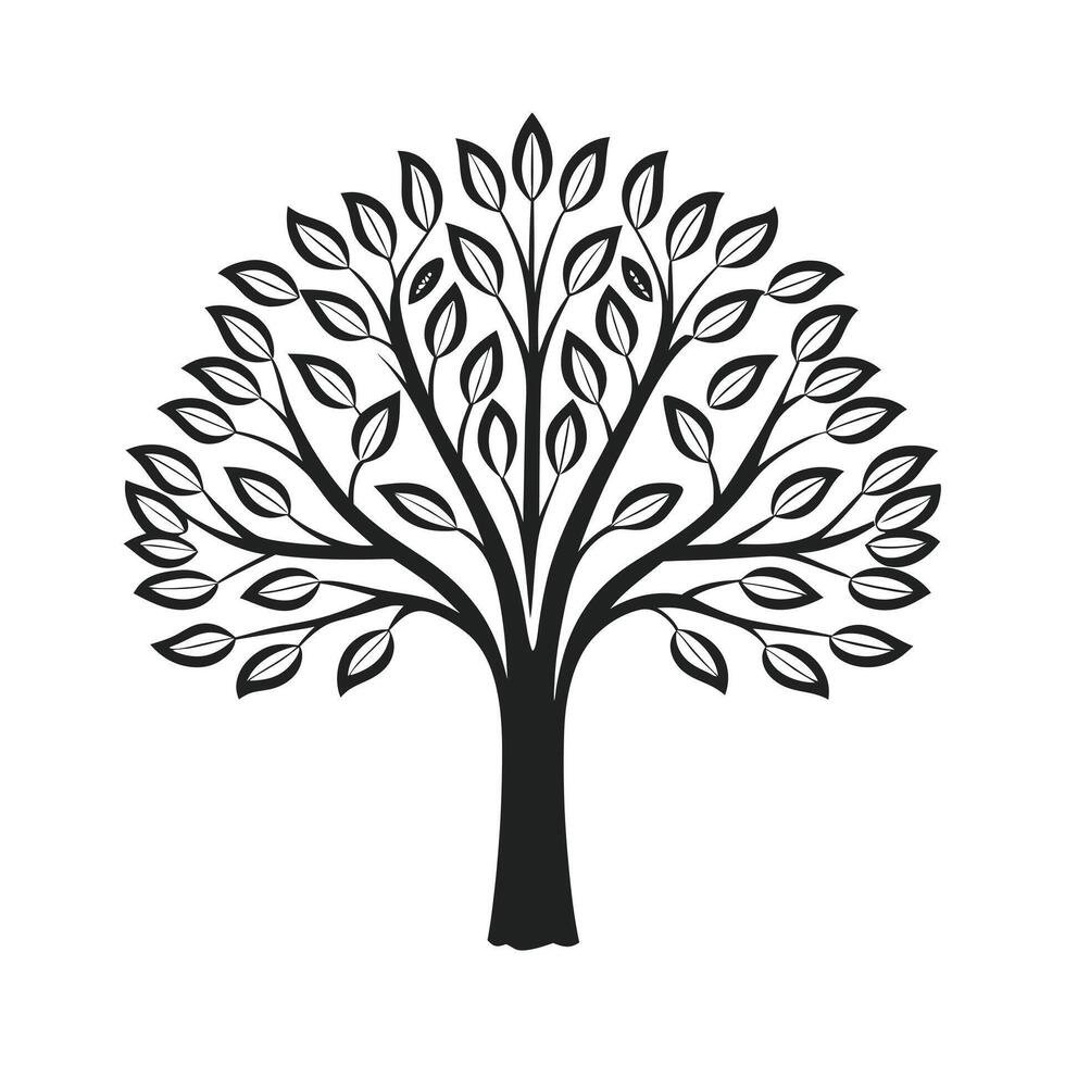 black outline drawing of a tree. vector