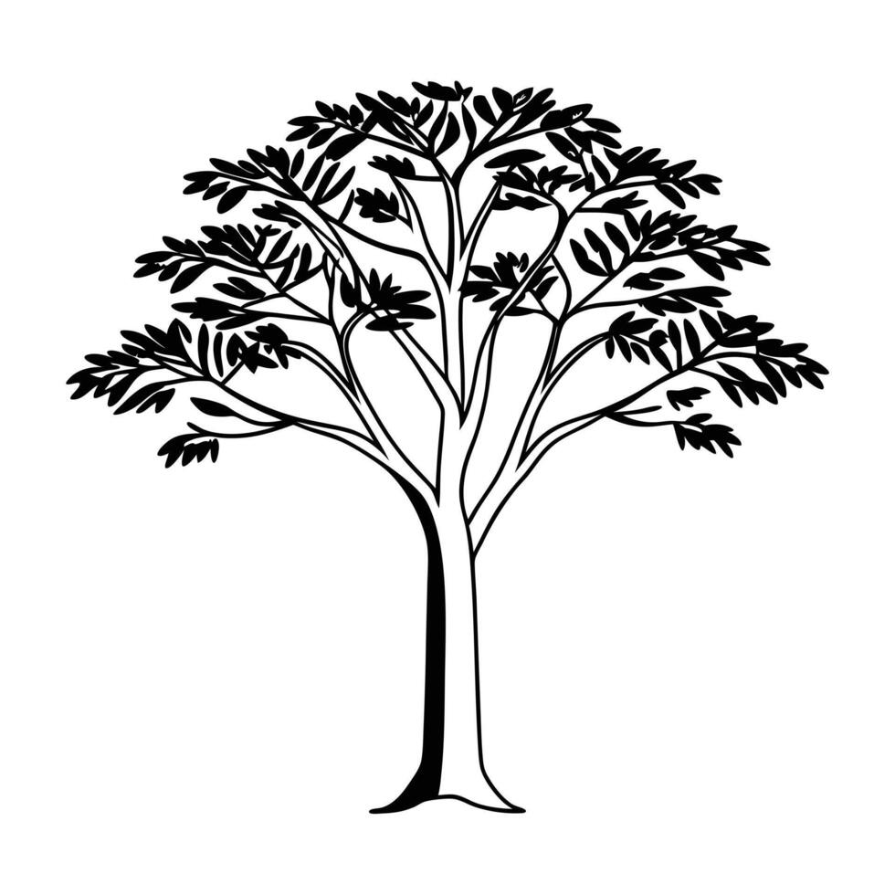 stylized black and white illustration of a full-grown tree. vector