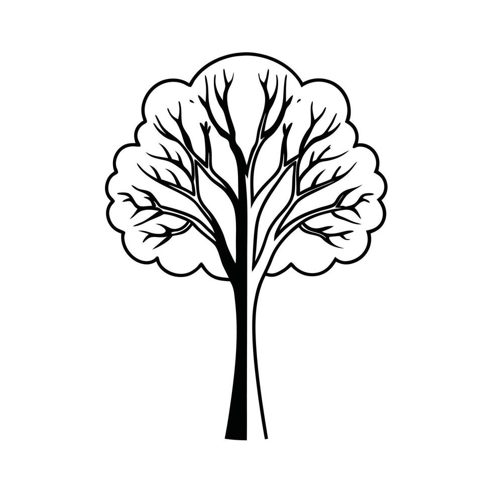 Elegant Black and White Silhouette of a Majestic Tree symbol vector