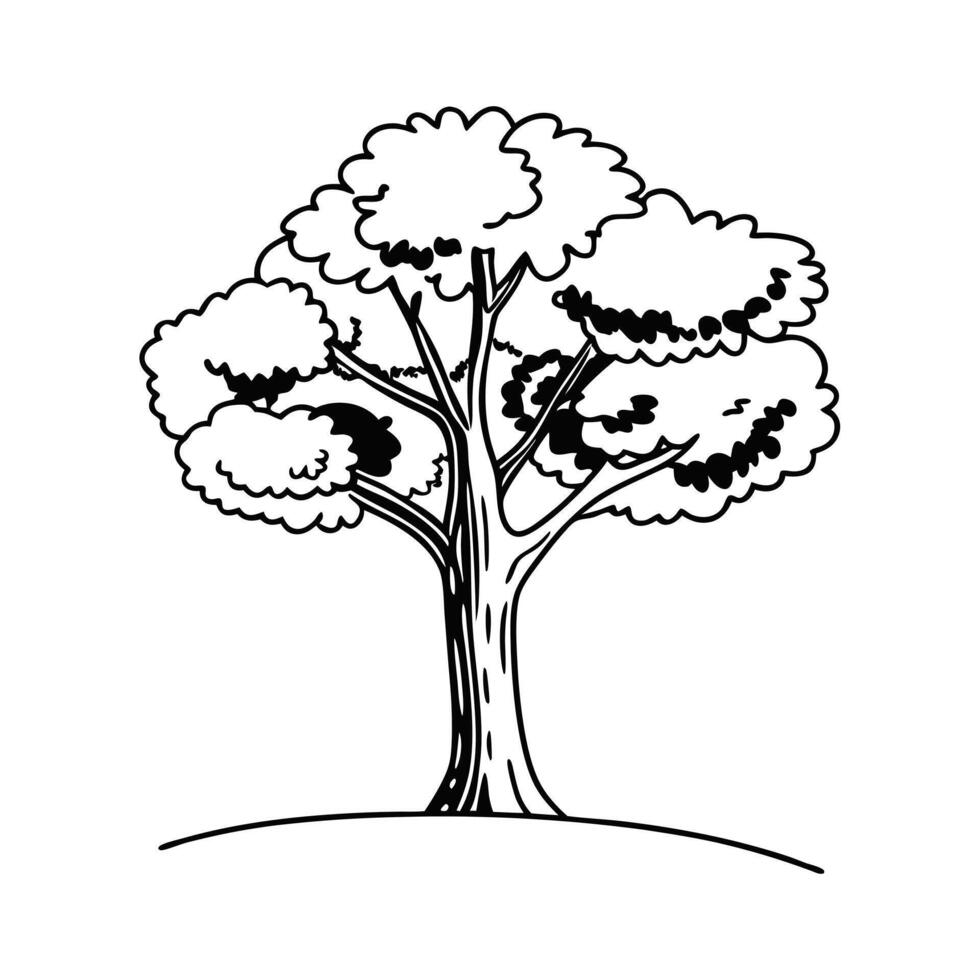 black silhouette of a full, mature tree symbol vector