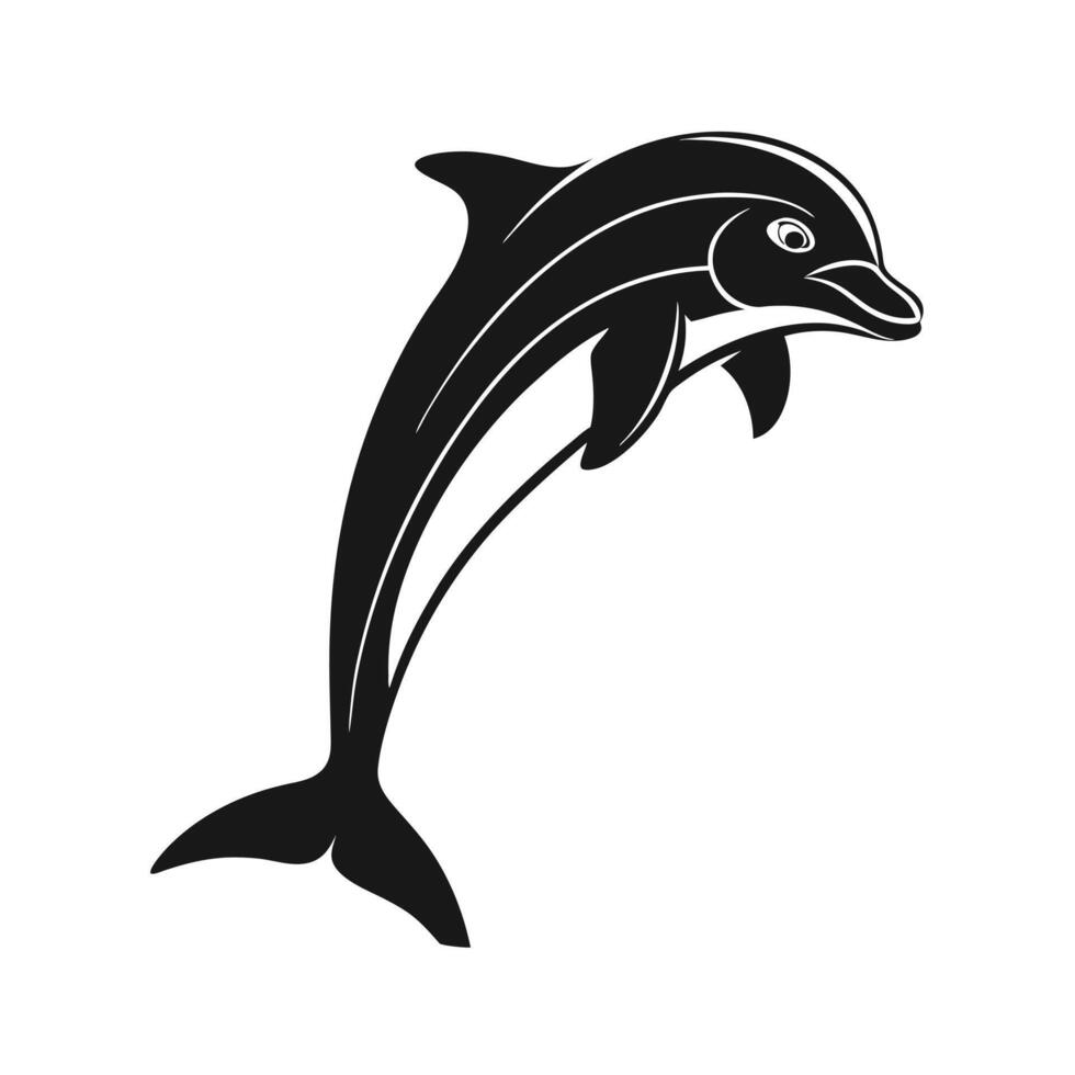 Black and White Fish Silhouette Design icon vector