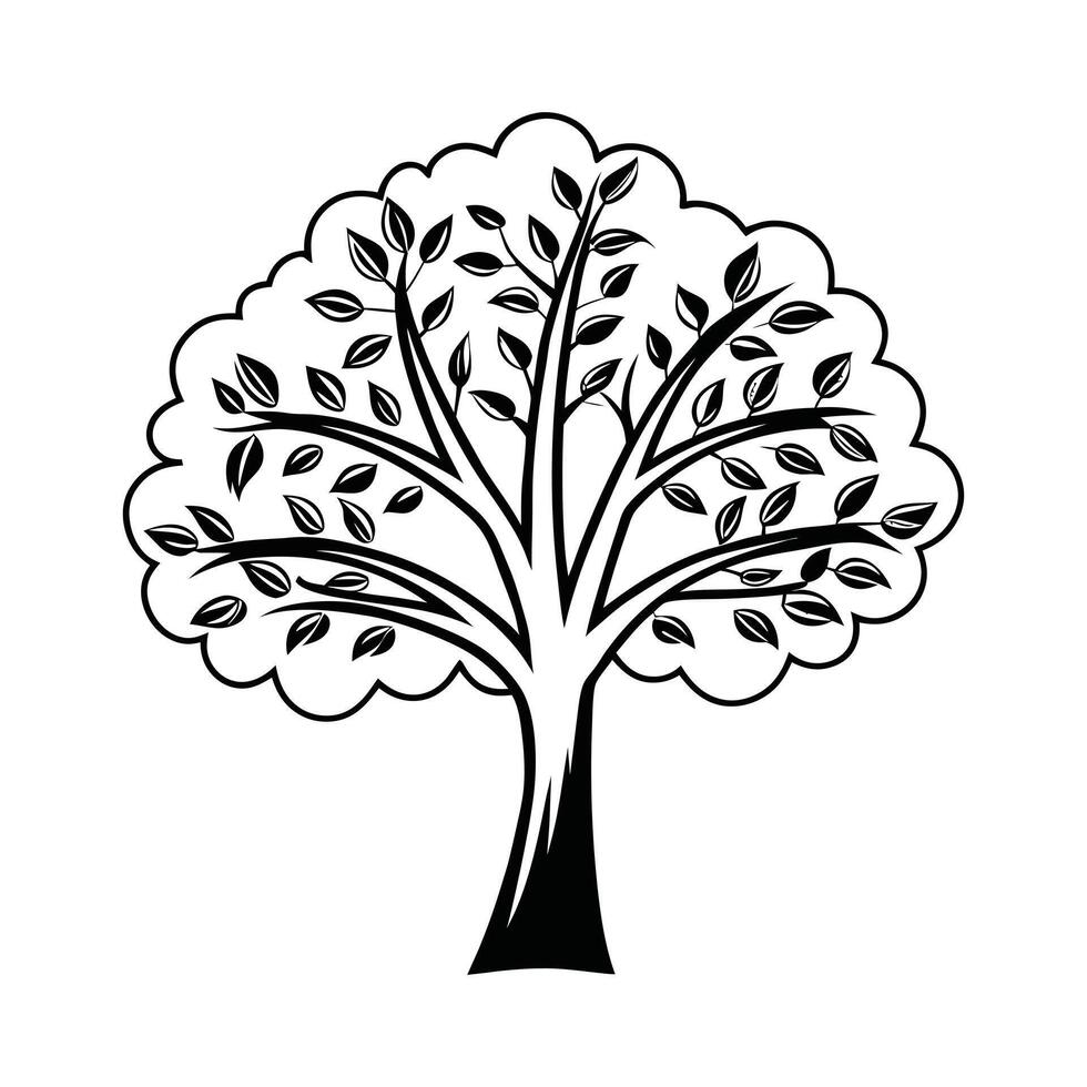 Elegant Black and White Silhouette Tree Design symbol vector