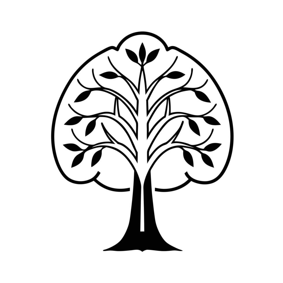 black outline drawing of a tree logo vector