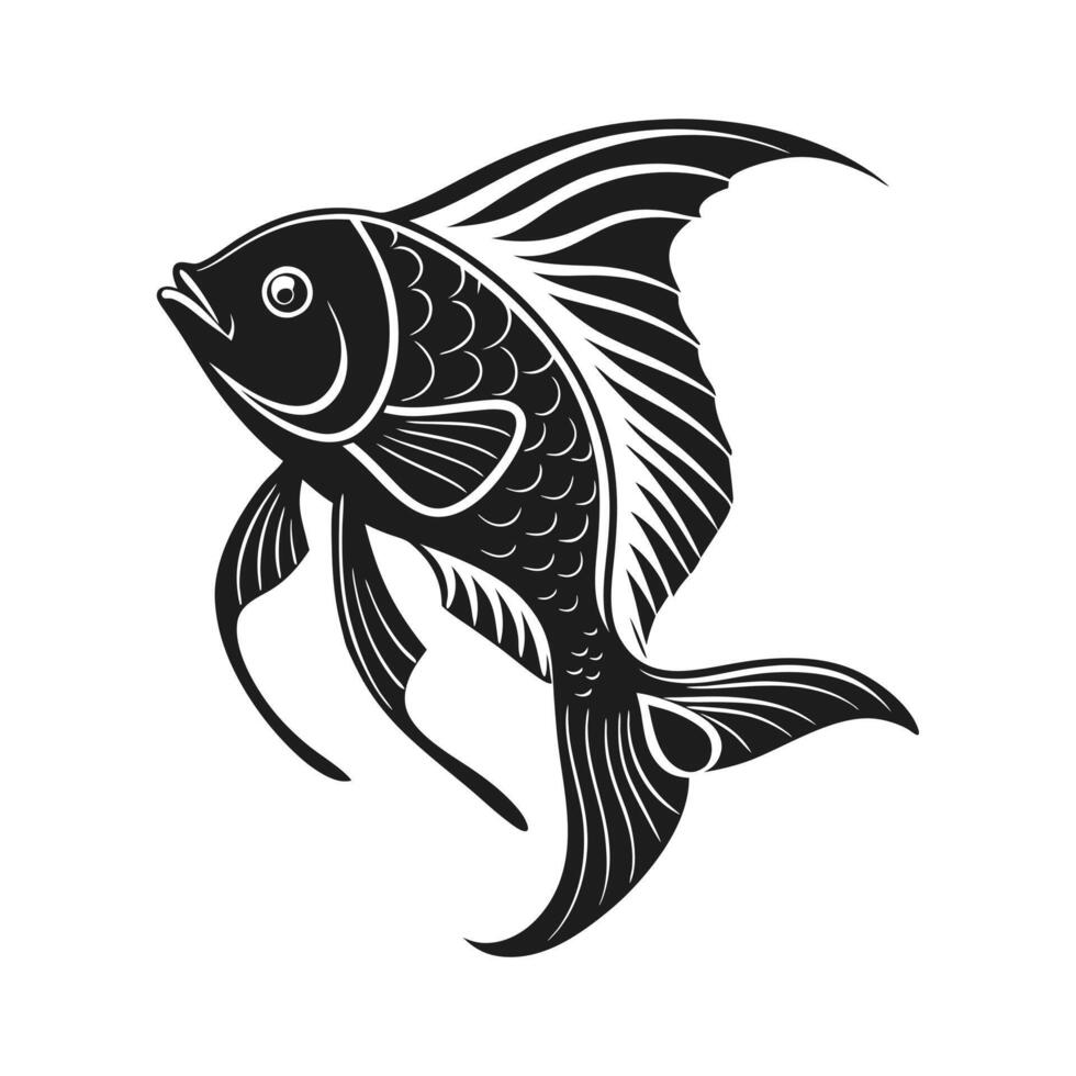 stylized silhouette of a leaping fish symbol vector
