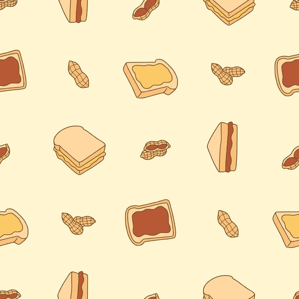 Peanut Butter bread Seamless Pattern illustration Design vector