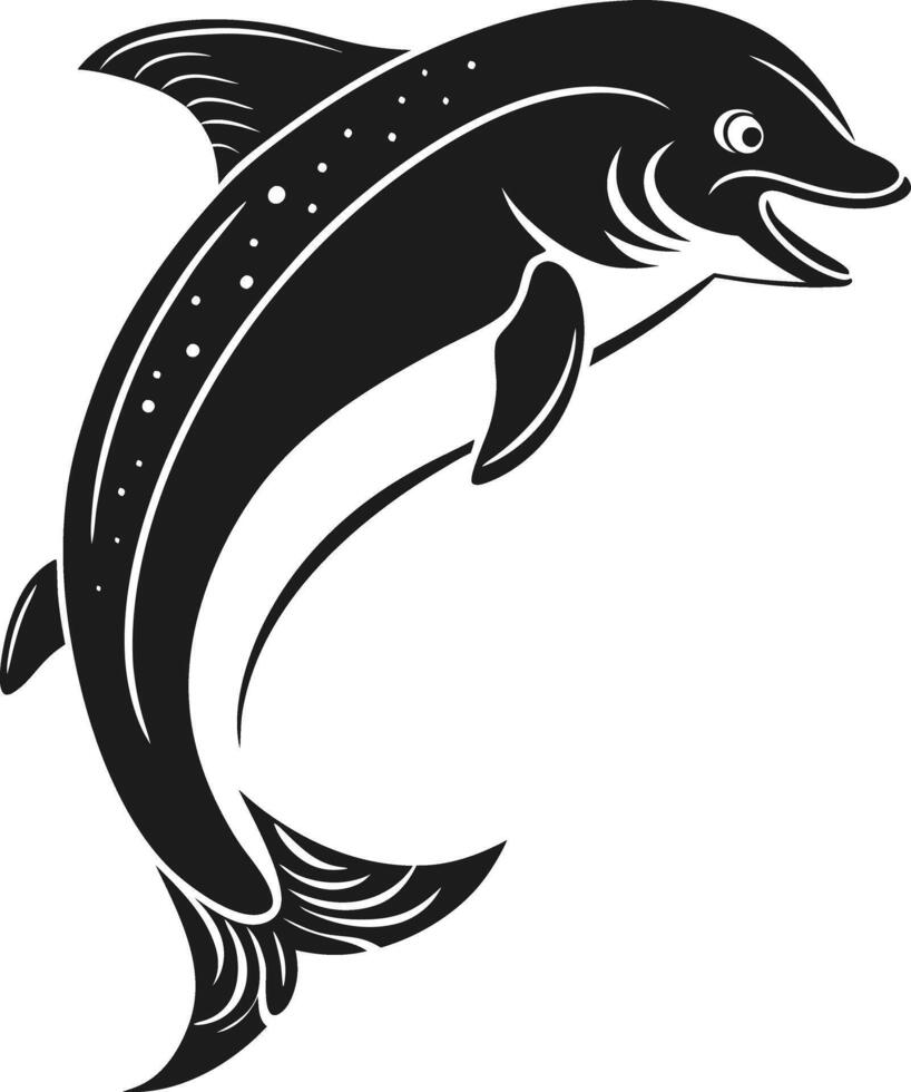 Striking Silhouetted Fish in a Powerful Jump logo vector