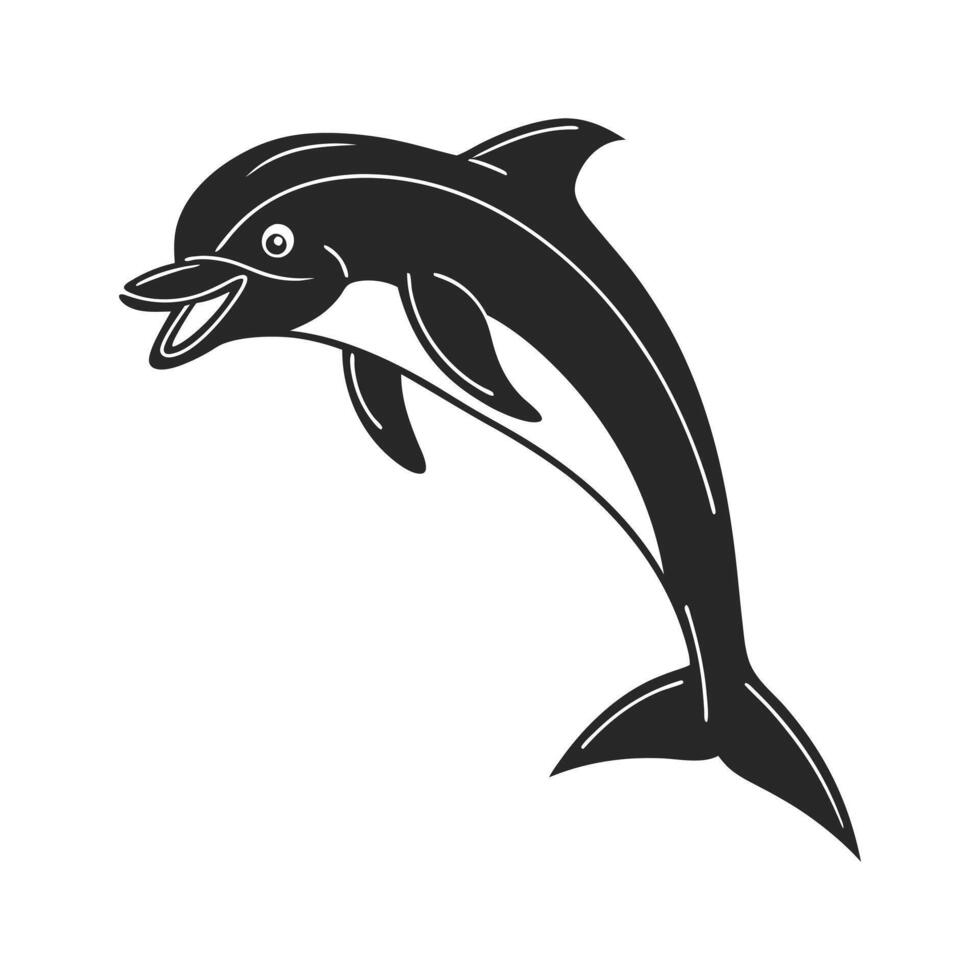 stylized silhouette of a jumping tuna. vector