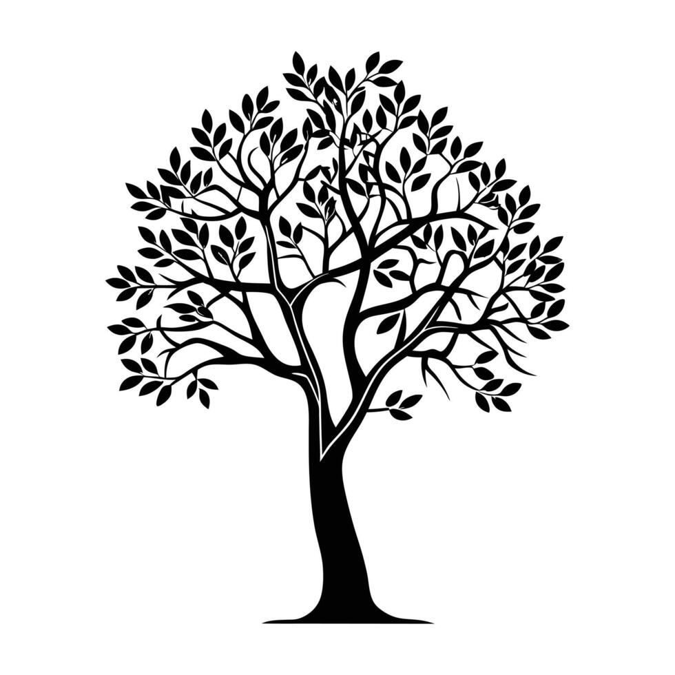 Black and White Illustration of a Majestic Tree vector