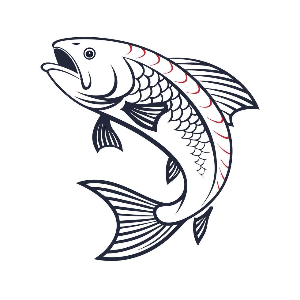 stylized silhouette of a fish leaping towards vector