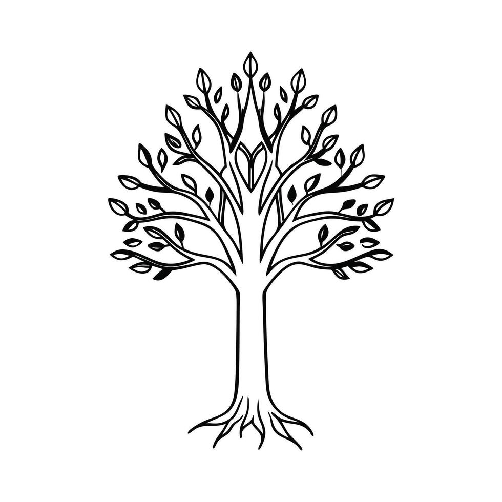 mature tree with a broad, lush canopy. vector