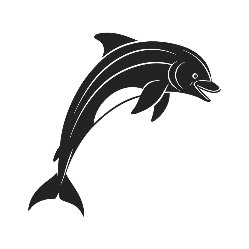 black and white silhouette of a fish, likely a carp or similar species, with intricate vector