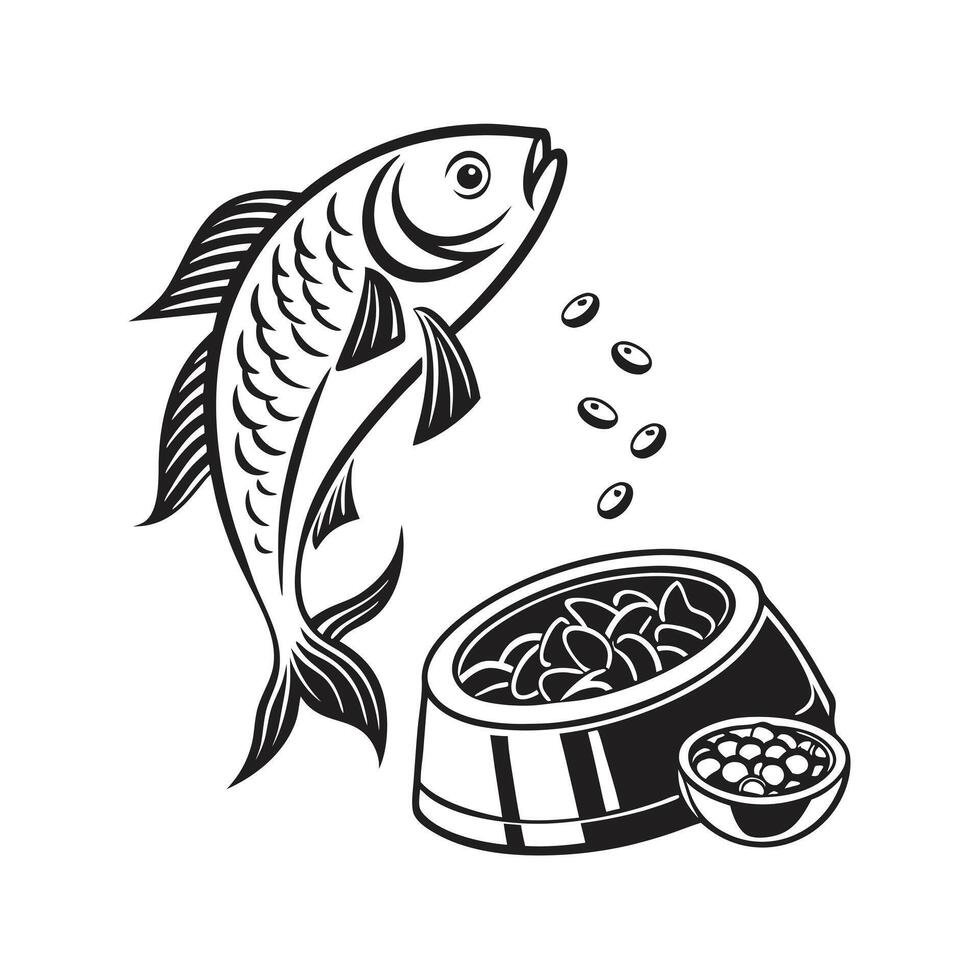 A striking, stylized silhouette of a fish, likely a carp or similar species, leaping in mid-air. vector