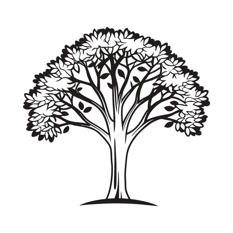 Black and White Tree Illustration icon vector