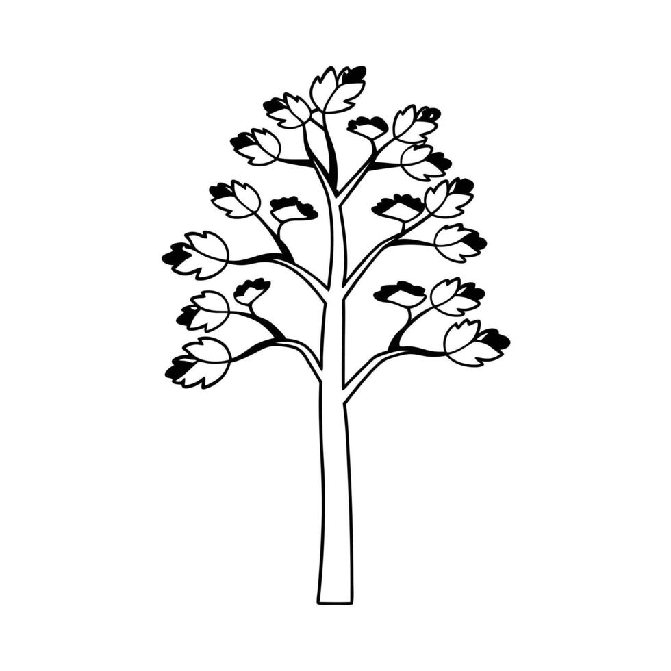 black and white illustration of a stylized tree. vector