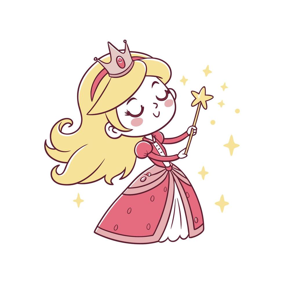 Princess peach with a wand and a crown vector