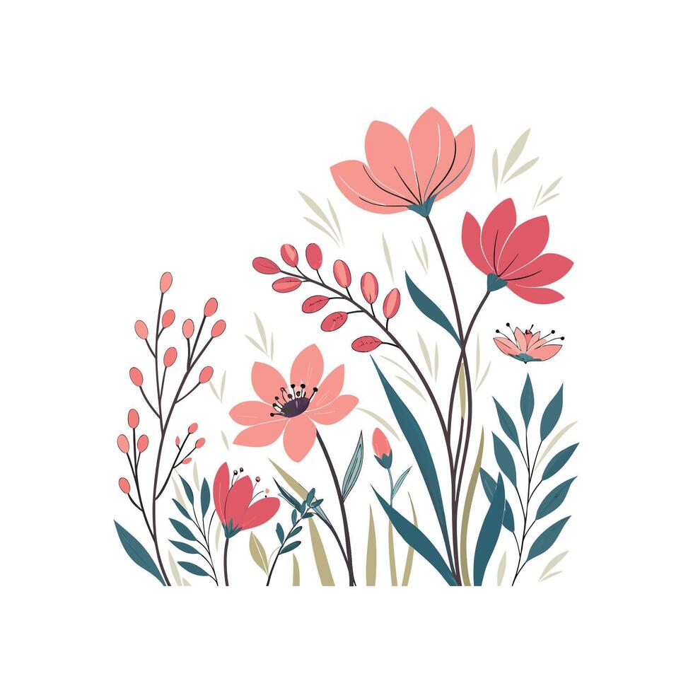 Floral background with pink and blue flowers vector