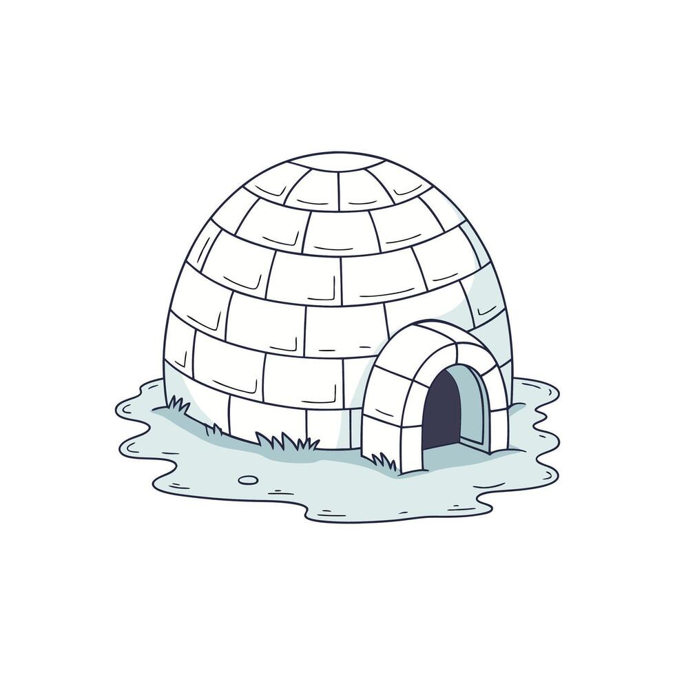 An igloo is shown in a cartoon style vector