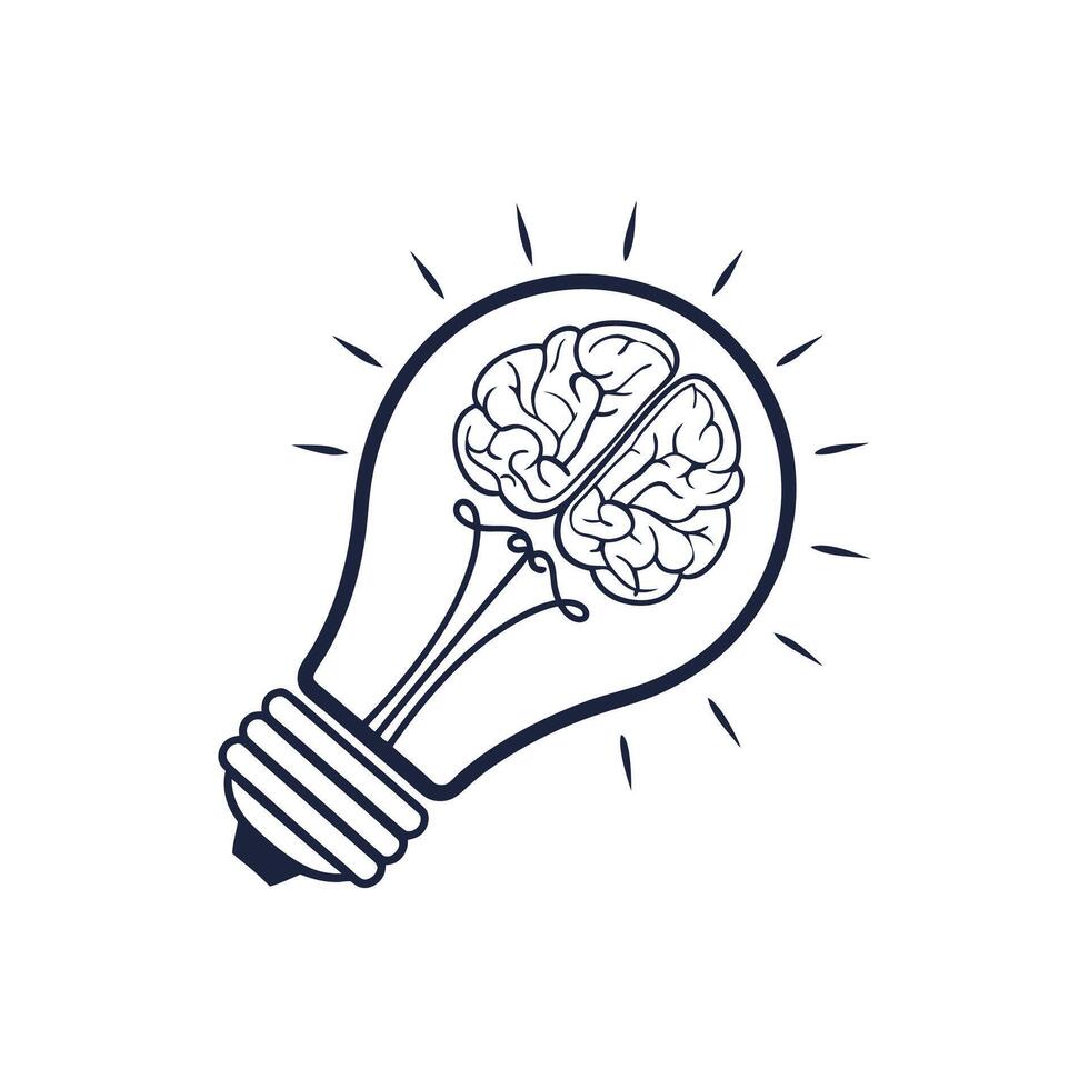 Light bulb with brain idea vector
