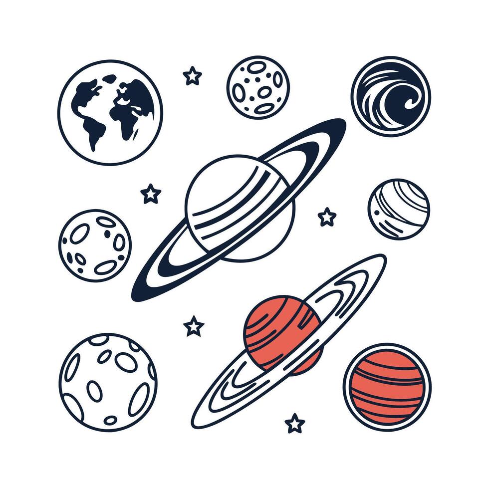 Solar system planets and planets in space vector