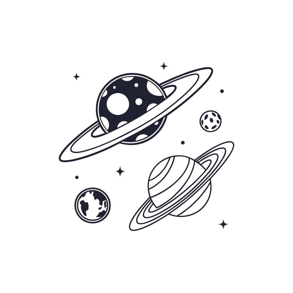 Saturn and saturn planets illustration vector