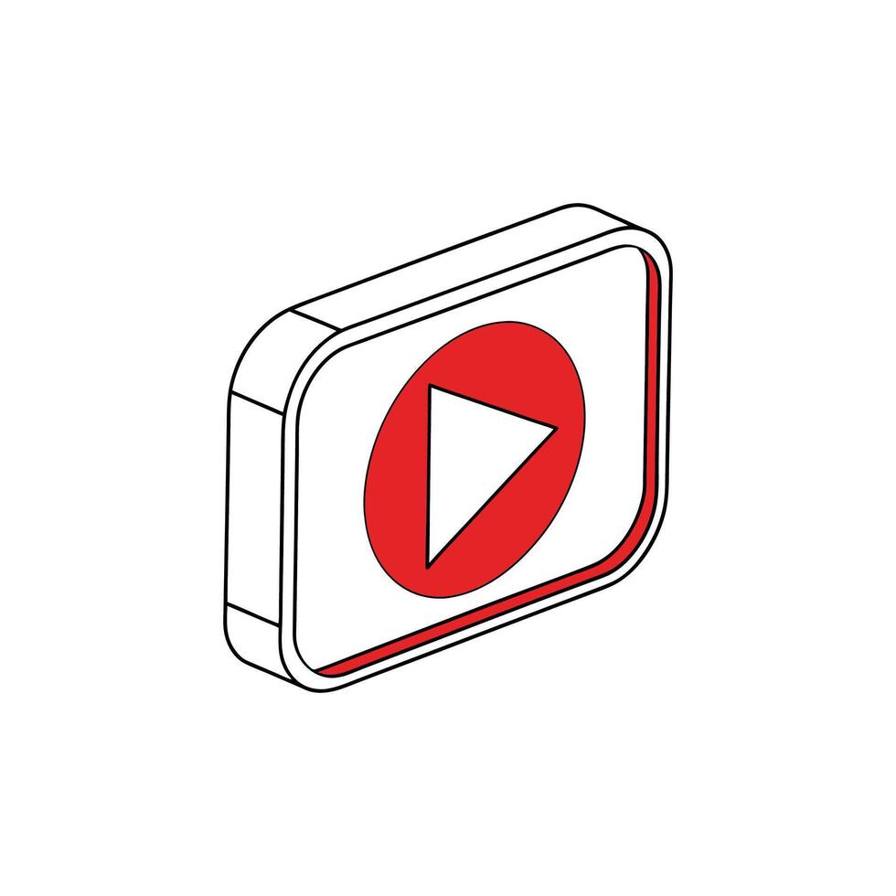 A red play button icon on a white background vector