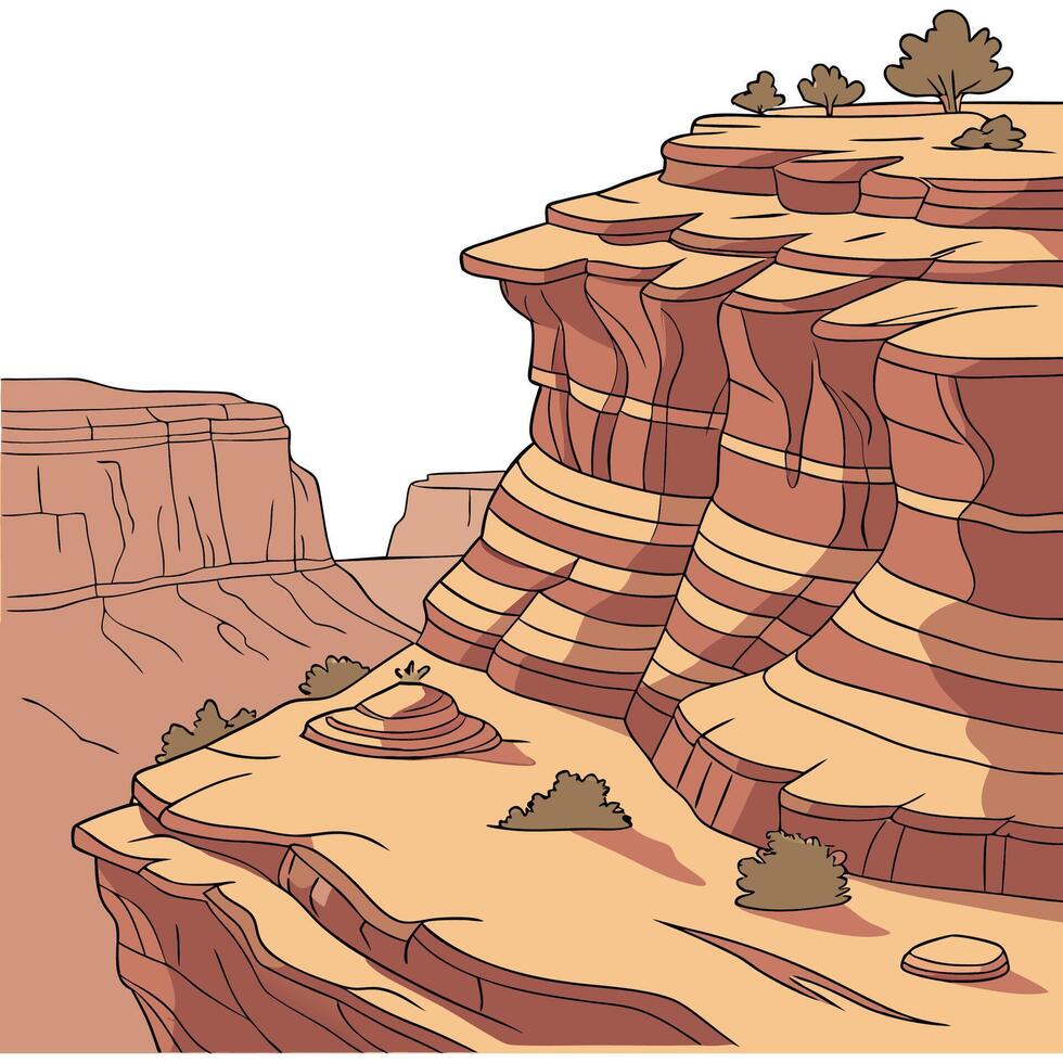 A cartoon illustration of a canyon vector