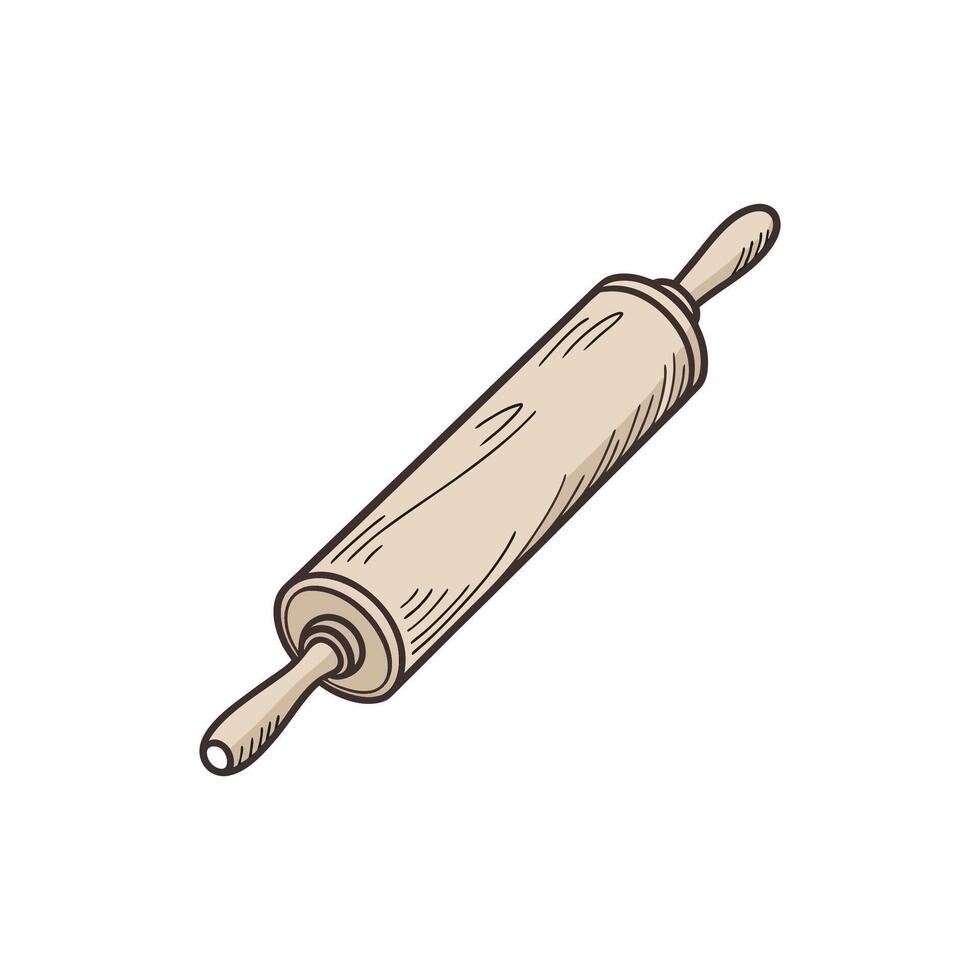 Rolling pin icon in hand drawn style vector