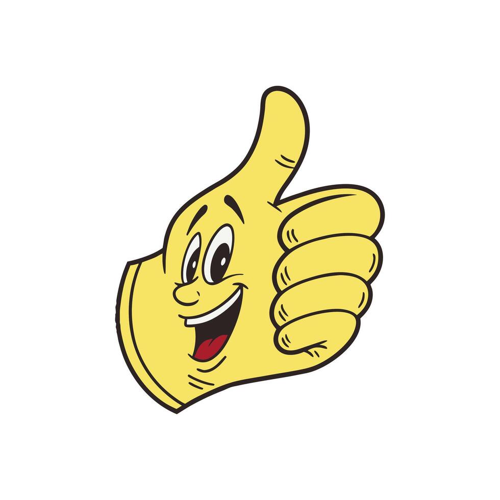 A cartoon thumb up hand with a smile vector
