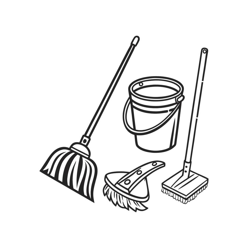 Cleaning tools illustration vector