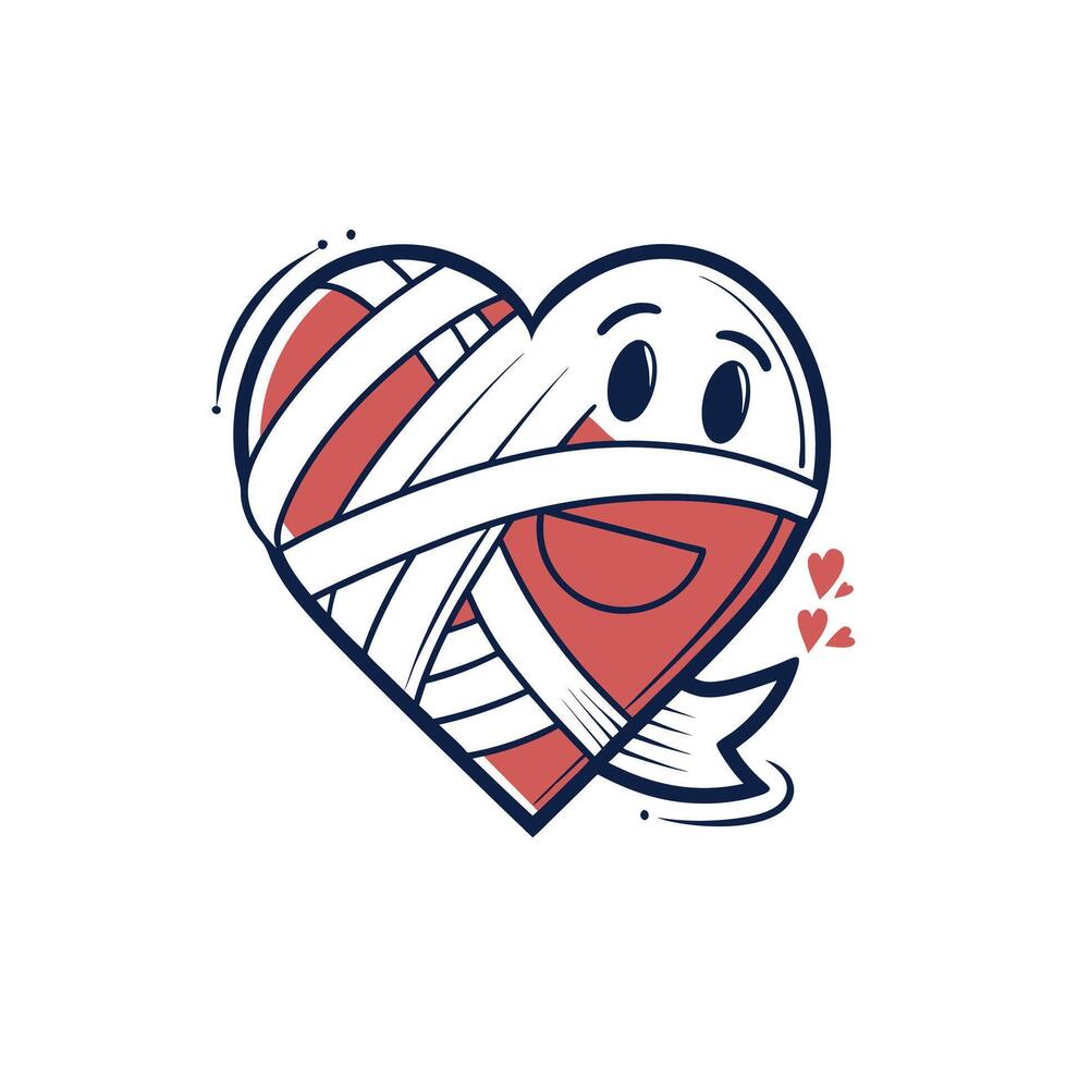 A cartoon heart with bandages on it vector