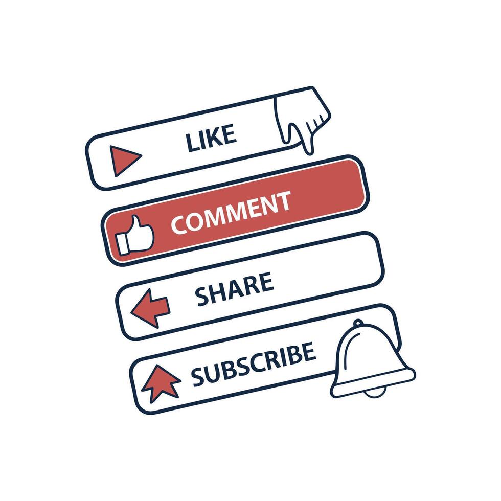 Like, share, subscribe, comment, like button icon illustration vector