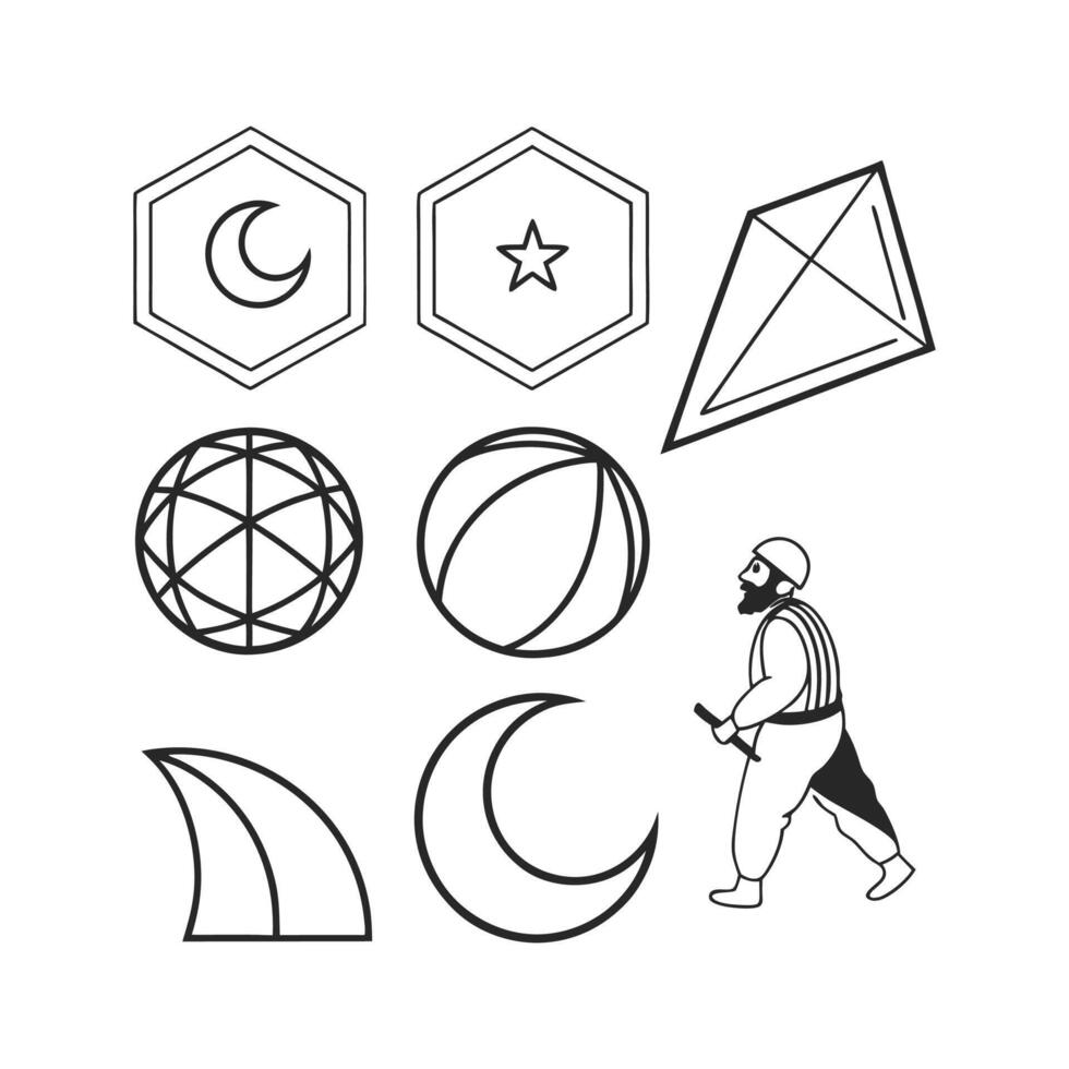 A set of geometric shapes and symbols vector