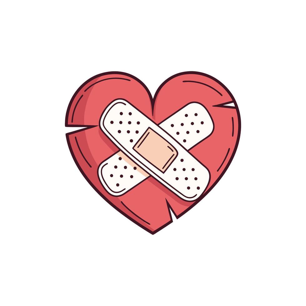 A bandage on a heart with a bandage on it vector