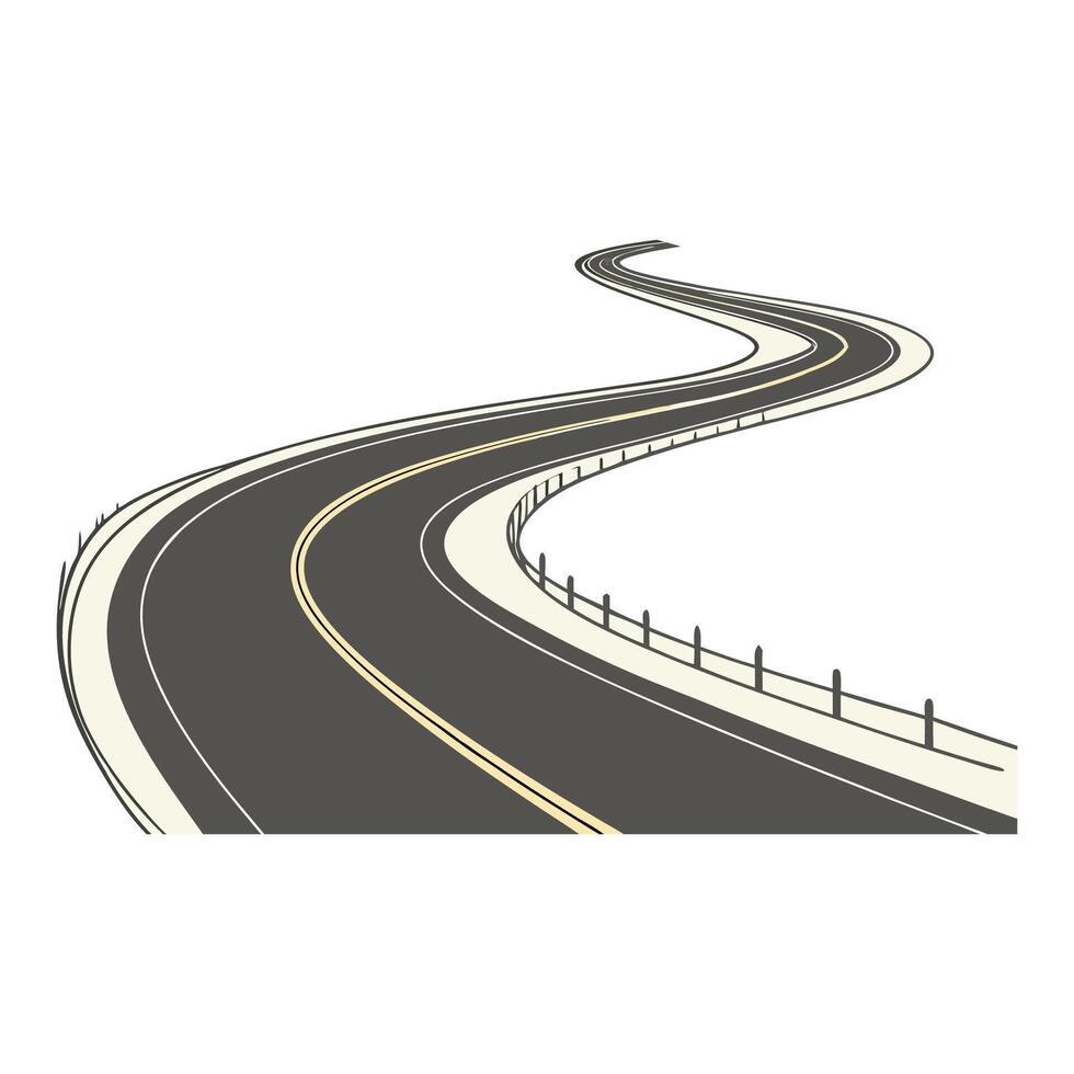An illustration of a curved road with a white background vector
