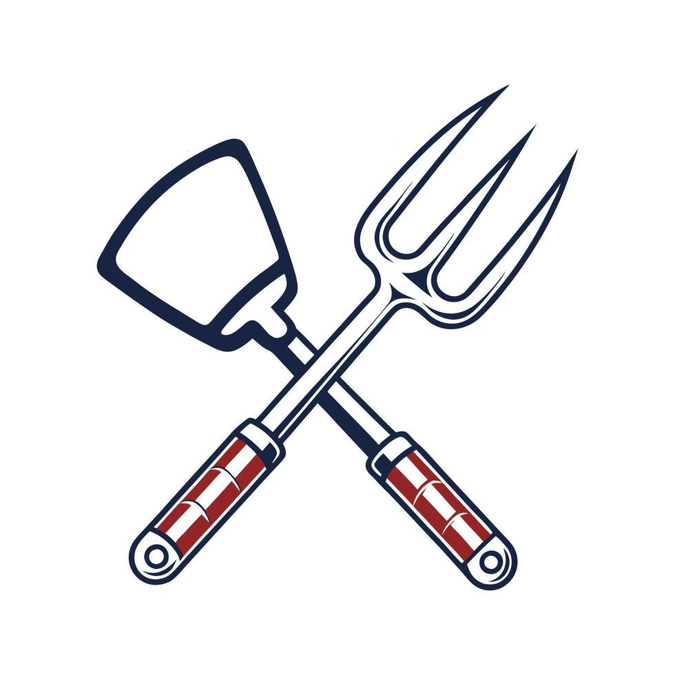 Two forks and a spade with an american flag on it vector