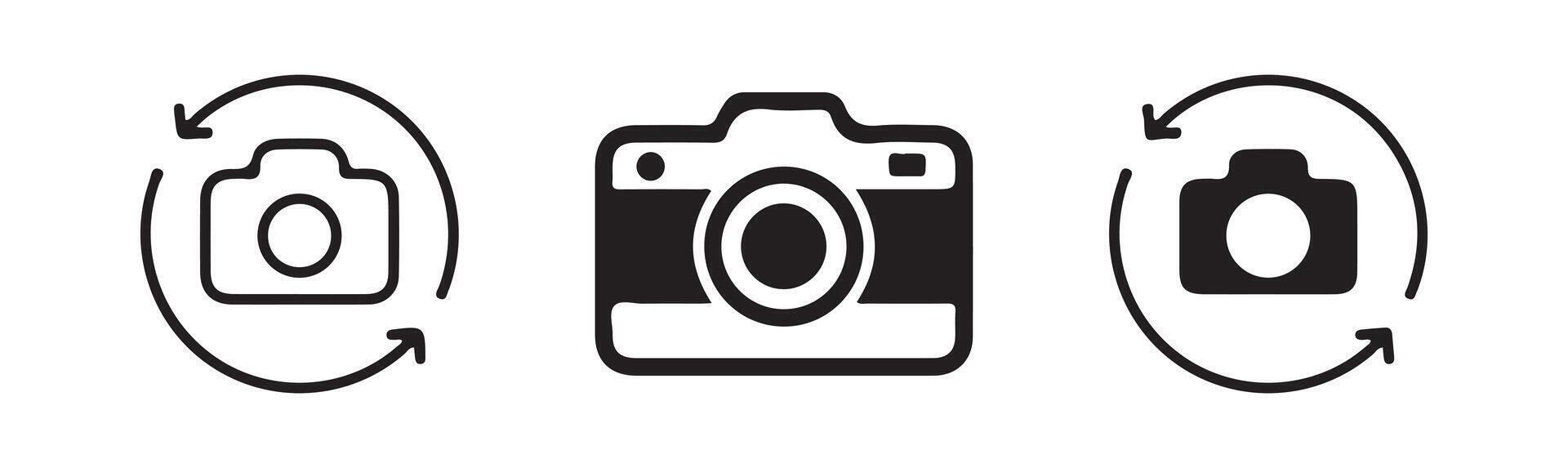 Camera rotation icon set, Switch from front to back camera icon on white background Illustration EPS 10 vector